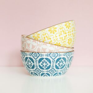 Stacked ceramic bowls