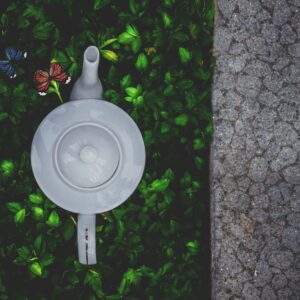 White ceramic teapot